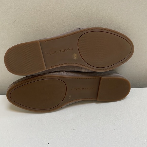 Lucky Brand Cattina Perforated Suede Slip On Flats, Size 8M, Taupe - Picture 3 of 13